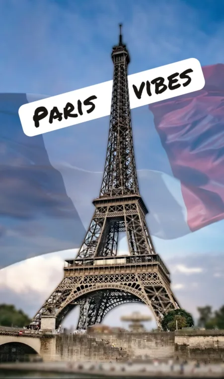 Paris Vibes: the Eiffel Tower popped in front of a French flag